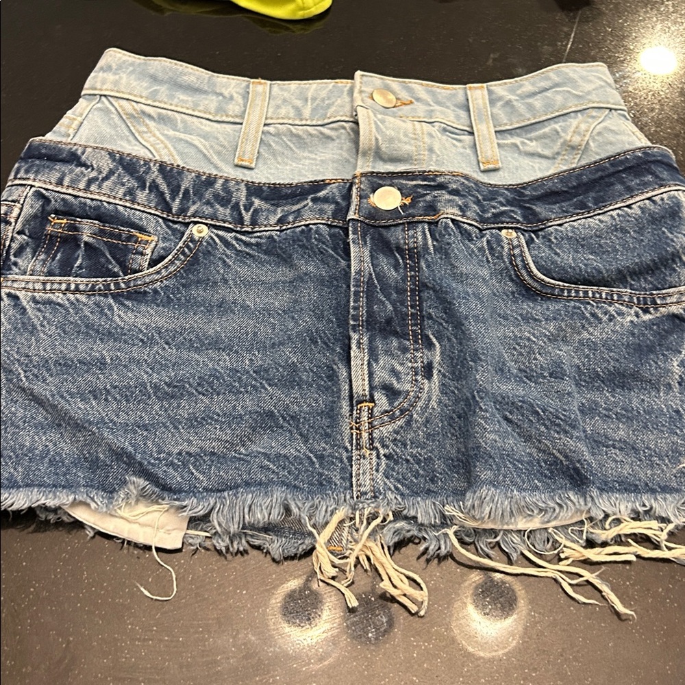 Fashion Nova Blue Denim High Low Skirt